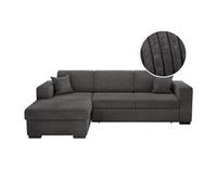 Canapé d'angle FUJI XL convertible avec coffre en velours côtelé - Angle gauche - Gris foncé