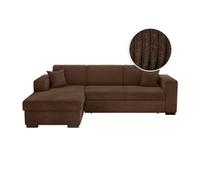 Canapé d'angle FUJI XL convertible avec coffre en velours côtelé - Angle gauche - Marron