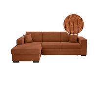Canapé d'angle FUJI XL convertible avec coffre en velours côtelé - Angle gauche - Terracotta