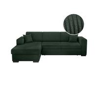 Canapé d'angle FUJI XL convertible avec coffre en velours côtelé - Angle gauche - Vert foncé