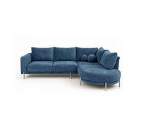 Canapé d'angle Gabin 5 places en Velours texturé Bleu 230x189x84cm