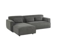 sweeek Canapé d'angle gauche 2 à 3 places velours côtelé gris Wallas L 196 x P 151 / 91 / x H 73cm Gris