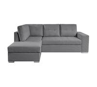 Canapé d'angle gauche 3 places convertible ADEN avec coffre en tissu - Gris - L246 x P174 x H96cm - LOUNGITUDE