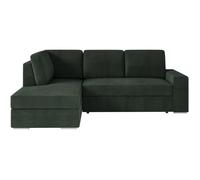 ADEN - Canapé d'angle convertible avec coffre en velours côtelé - Angle gauche - Vert foncé