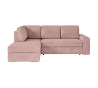 ADEN - Canapé d'angle convertible avec coffre en velours côtelé - Angle gauche - Vieux rose