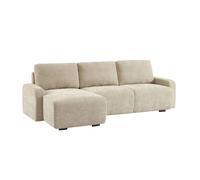 Canapé d'angle gauche 3 places tissu beige L 260 x P 88 / 139cm / x H 87cm - Dany
