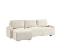 Canapé d'angle gauche 3 places tissu blanc cassé L 260 x P 88 / 139cm / x H 87cm - Dany
