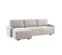 Canapé d'angle gauche 3 places tissu gris clair L 260 x P 88 / 139cm / x H 87cm - Dany