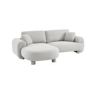 Canapé d'angle gauche 3 places tissu gris clair. pieds ronds L 231 x P 160 / 88 cm - Zenio