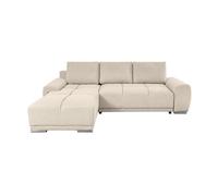 CASSANDRA - Canapé d'angle convertible avec coffre en tissu - Beige - Angle Gauche