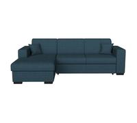 Canapé d'angle gauche 4 places FUJI XL convertible avec coffre en tissu - Bleu pétrole - L262 x 157 x 83cm - LOUNGITUDE
