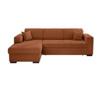 Canapé d'angle gauche 4 places FUJI XL convertible avec coffre en velours côtelé - Terracotta - L262 x P157 x H83cm - LOUNGITUDE