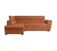 Canapé d'angle gauche 4 places PAOLA convertible avec coffre en velours côtelé - Terracotta - L252 x P188 x H76cm - LOUNGITUDE