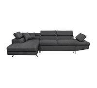 Canapé d'angle gauche 5 places RIO convertible avec coffre en tissu - Gris foncé - L271 x P192 x H70cm - LOUNGITUDE