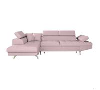 Canapé d'angle gauche 5 places RIO convertible avec coffre en tissu - Vieux rose - L271 x P192 x H70cm - LOUNGITUDE