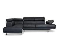 Canapé d'angle gauche 5 places simili cuir noir Omeg 260 cm Noir G