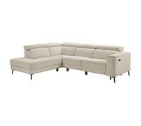 Canapé d'angle gauche avec 2 places relax électrique tissu beige - BAMAKO - ALTOBUY Beige