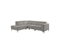 Canapé d'angle gauche avec 2 places relax électrique tissu gris - BAMAKO
