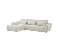 Canapé d'angle gauche avec dossier relevable en tissu texturé beige FABARTO