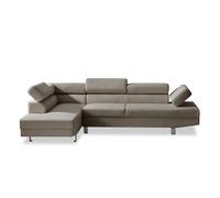 Canapé d'angle gauche avec têtières relevables Palerme velours côtelé taupe