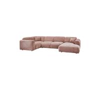 Canapé d'angle gauche chenille taupe/rose CLOUD