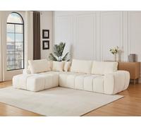 Canapé d'angle gauche compressé en tissu texturé beige LAVEZO