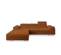 Canapé d'angle gauche convertible Alphonso velours côtelé Terracotta