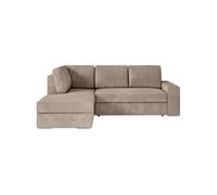 Canapé d'angle gauche convertible ARTEMIS 4 places - Velours côtelé greige - L246 x P174 x H96 cm