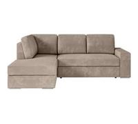 Canapé d'angle gauche convertible ARTEMIS 4 places - Velours côtelé greige - L246 x P174 x H96 cm