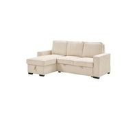 Canapé d'angle gauche convertible avec 1 coffre velours côtelé beige - NAPOLINO -