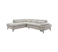 Canapé d'angle gauche convertible avec dossier méridienne en tissu texturé beige SURDELI