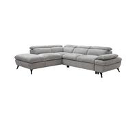 Canapé d'angle gauche convertible avec dossier méridienne en tissu texturé gris SURDELI