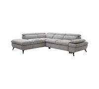 Canapé d'angle gauche convertible avec dossier méridienne en tissu texturé gris SURDELI