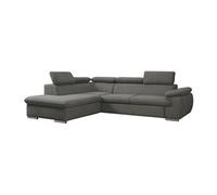 Canapé d'angle gauche convertible en tissu anthracite avec coffre de rangement FABIEN