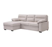 Canapé d'angle gauche convertible en tissu beige avec tablette ULENIO