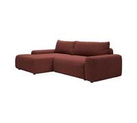 Vente-unique - Canapé d'angle Gauche Convertible en Tissu Chenille Bordeaux DAVISO