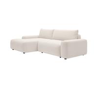 Canapé d'angle gauche convertible en tissu chiné crème DAVISO