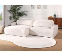 Canapé d'angle gauche convertible en tissu texturé beige BREGLIO