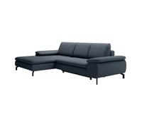 Canapé d'angle gauche convertible en tissu texturé bleu ARCHIBALD