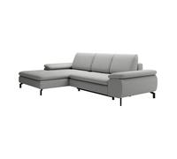 Canapé d'angle gauche convertible en tissu texturé gris ARCHIBALD