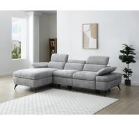 Canapé d'angle gauche convertible en tissu texturé avec coffre de rangement gris MORAVA