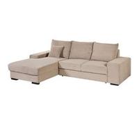 Canapé d'angle gauche convertible en tissu velours côtelé taupe avec 2 coussins - ELKO - ALTOBUY Beige