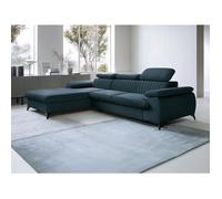 Canapé d'angle gauche convertible en velours bleu SAMARA de Pascal Morabito