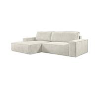 Canapé d'angle gauche convertible en velours côtelé beige AMELIA