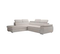 Canapé d'angle gauche convertible en velours côtelé beige FABIEN