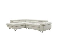 Canapé d'angle gauche convertible en velours côtelé beige NURAZIO