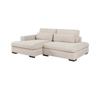 Canapé d'angle gauche convertible en velours côtelé beige SELIORA