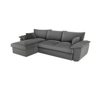 Canapé d'angle gauche convertible en velours côtelé gris foncé avec coffre de rangement GUILLERMO II Gris