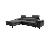 Canapé d'angle gauche convertible en velours gris anthracite SAMARA
