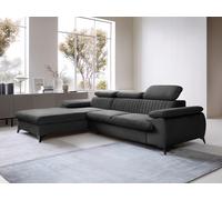 Canapé d'angle gauche convertible en velours gris anthracite SAMARA